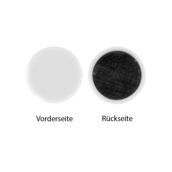 Magnete, Ø 3cm, 1cm hoch, weiß, 10 Stück