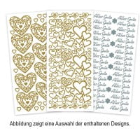 Sticker, Schriften/Anlässe, verschiedene Farben und Folien, 20 Bogen
