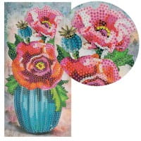 Diamond-Painting-Grußkarte, Mohn in Vase, 10,5cm x 21cm, inkl. Zubehör