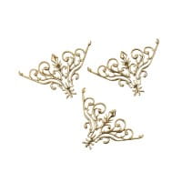 Metall-Ornamente, Design 29, 7,7cm x 4,8cm, hellgold, 3 Stück