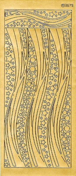Sticker, Schwung-Linien Sterne, Perlmuttfolie, gold