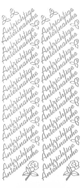 Sticker, Schrift, Aufrichtige Anteilnahme, silber