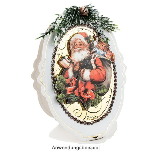 Aufsteller-Grußkarten, Ovalrahmen, B6, mit Veredelung, inkl. Umschläge, 10 Stück