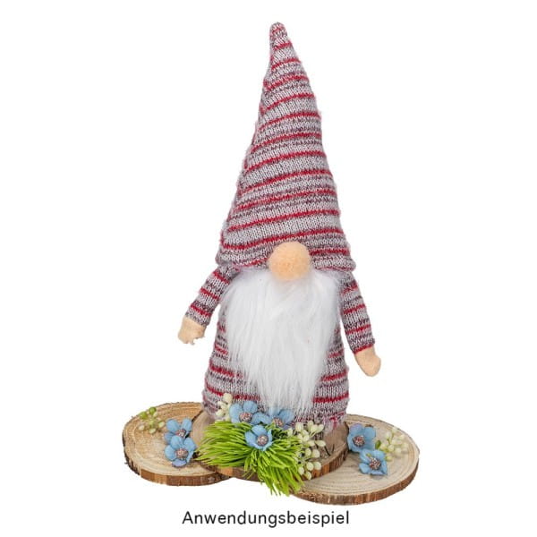 DIY-Wichtel, Bente, 25cm hoch, 8-teilig, rot-grau gestreift