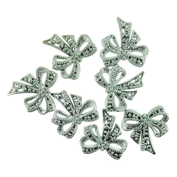 Metallic-Schmucksteine, Schleife, petrol, 4,5cm x 4,5cm, 7 Stück