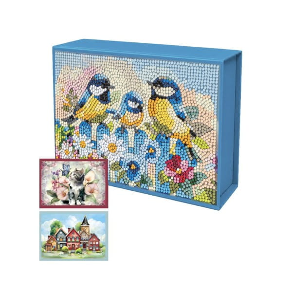 Diamond-Painting-Magnetboxen, Tiere und Häuser, 21,5cm x 15cm x 6,5cm, 900g/m², 3 Stück