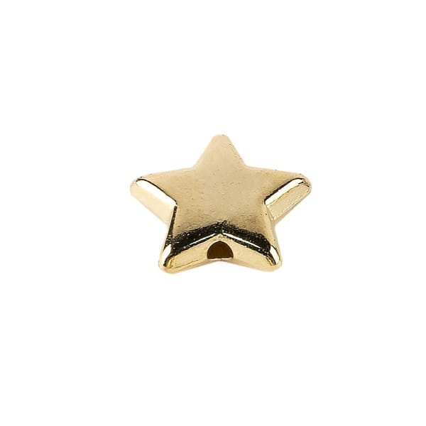 Perlen, Stern 1, flach, 1cm x 0,4cm, hellgold, 250 Stück