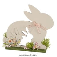 Hase mit Hasenkind, aus Holz, zum Aufstellen, 21,7cm x 4cm x 18,1cm