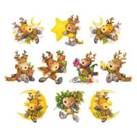 3-D Motive, Niedliche Weihnachts-Elche, 8-9,5cm, 10 Motive