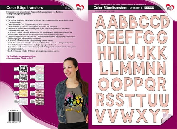 Color Bügeltransfers, DIN A4, Alphabet 6, lachs