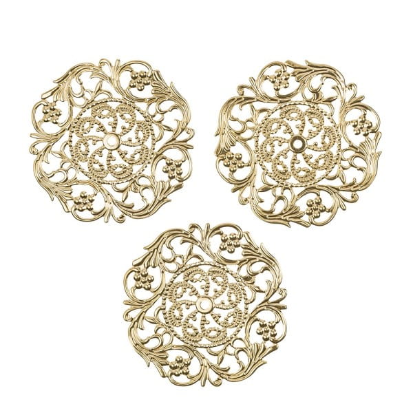 Metall-Ornamente, Design 35, Ø 8cm, hellgold, 3 Stück