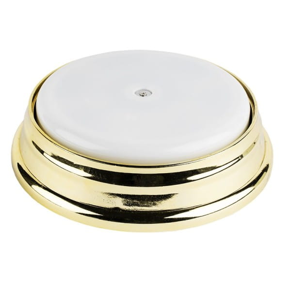 LED-Drehpodest, spiegel-gold, Ø16cm, 4,5cm hoch, warmweiß, inkl. Timer