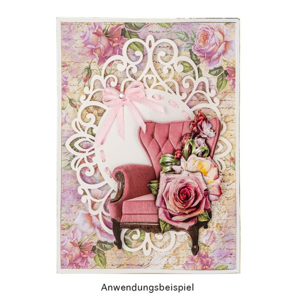 Laser-Kartenaufleger, Zierdeckchen, Ornament 9, 13,2cm x 10,4cm, 220 g/m², 5 Farbtöne, 20 Stück