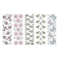 Strass-Ornamente, Sortierung 4, mehrfarbig, teilweise mit Veredelung, 5 Bogen