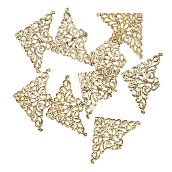 Metall-Ornamente, Design 21, 7,6cm x 5cm, hellgold, 9 Stück