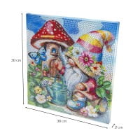 Diamond-Painting-Bild auf Keilrahmen, Wichtel mit Pilzhaus, 30cm x 30cm, inkl. Werkzeug