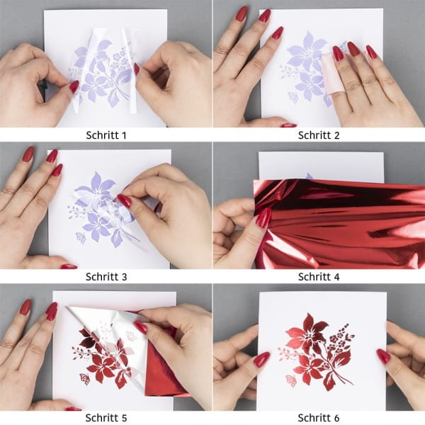 Gel-Klebetransfers & Metallic-Transferfolien, Winterschmuck, 10cm x 30cm, 10 Bogen