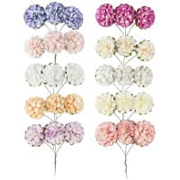 Deko-Blüten, Hortensien, Ø 3cm, 10 verschiedene Farben, 90 Stück