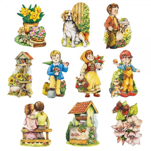 3-D Motive, Gartenmotive, 7cm x 6 cm, 10 Motive