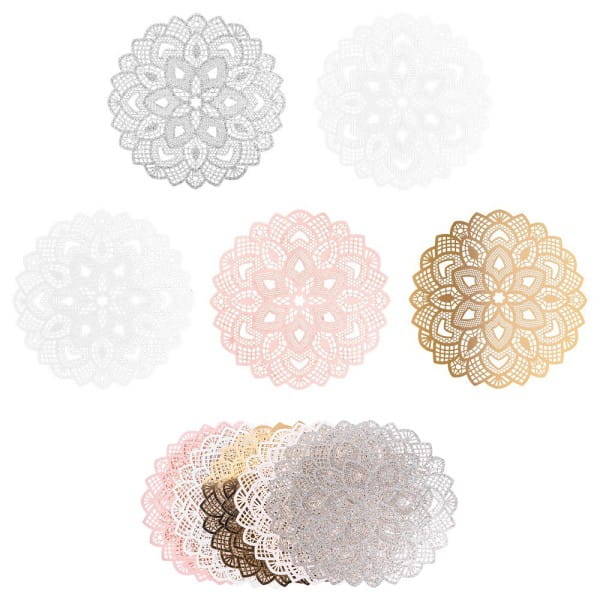 XL-Laser-Ornamente, Zierdeckchen 2, verschiedene Farben, Ø 20cm, 10 Stück