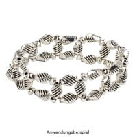 Perlen, mit Streifen-Relief, 9mm x 6mm, silber, 50 Stück
