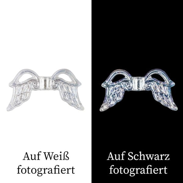 Engelsflügel aus Acryl, Design 3, 1,9 cm, klar-irisierend, 100 Stück