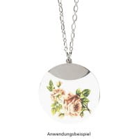 Glieder-Halskette mit Anhänger aus Edelstahl, Länge 60cm, 3mm stark, Anhänger Ø 5cm, silber