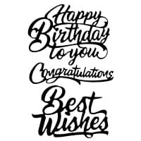Stanzschablonen, Schriften, Happy Birthday, 3 Stück