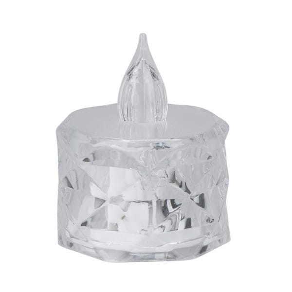LED-Teelichter, Ø4cm, 5cm hoch, facettiert, kaltweiß, 12 Stück