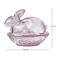 Glas-Hase, 2-teilig, 12,2cm lang, 10cm hoch, abnehmbarer Deckel, altrosa