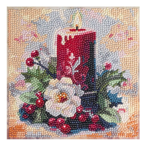 Diamond-Painting-Aufleger, Kerze mit Christrose, 20cm x 20cm, 370g/m², inkl. Zubehör