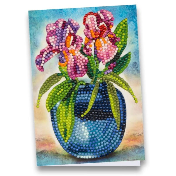 Diamond-Painting-Grußkarte, Lilien in Vase, 11,5cm x 16,5cm, inkl. Zubehör