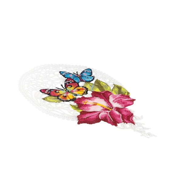 Stick-Design XL, Gladiole mit Schmetterlingen, 24cm x 15cm, farbig, mit Aufhänge-Öse