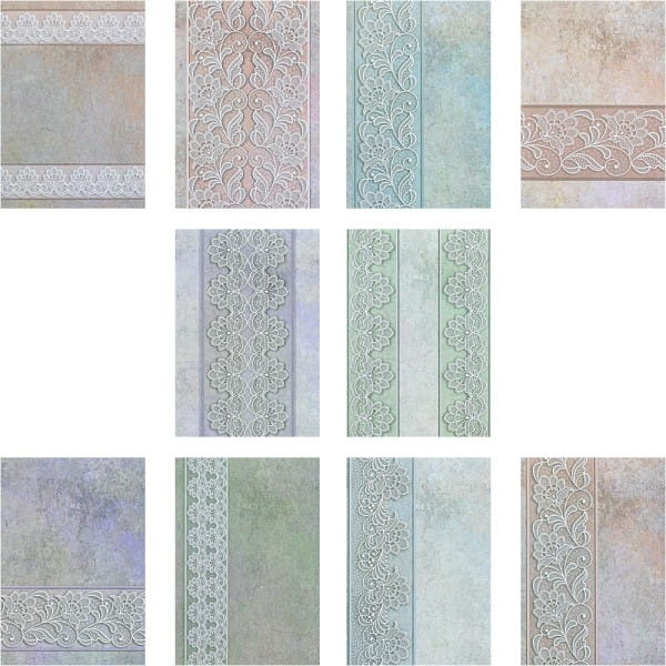 Motiv-Grußkarten, Spitze, B6, 230 g/m², verschiedene Designs, inkl. Umschläge, 10 Stück