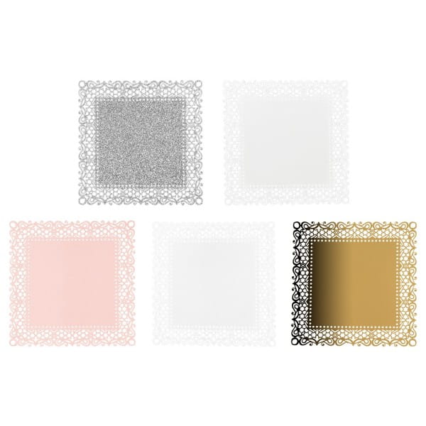 Laser-Kartenaufleger, Zierdeckchen, Ornament 13, 14cm x 14cm, 220 g/m², 5 Farbtöne, 20 Stück