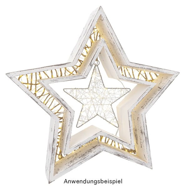 LED-Drahtstern, Ø12cm, 15 LED-Lichter in Warmweiß, inkl. Timer-Funktion