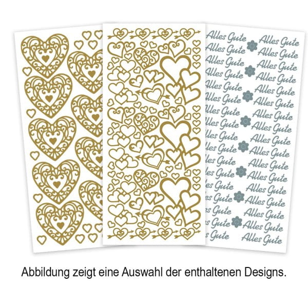 Sticker, Schriften/Anlässe, verschiedene Farben und Folien, 20 Bogen