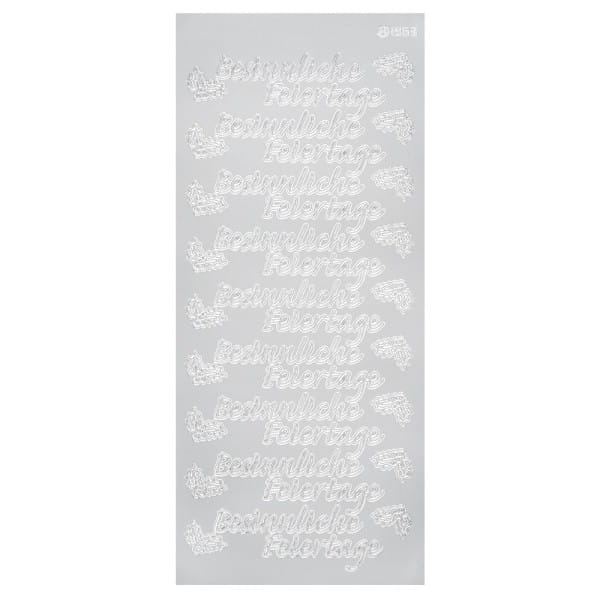 Sticker, Schrift, Besinnliche Feiertage, Perlmuttfolie, silber