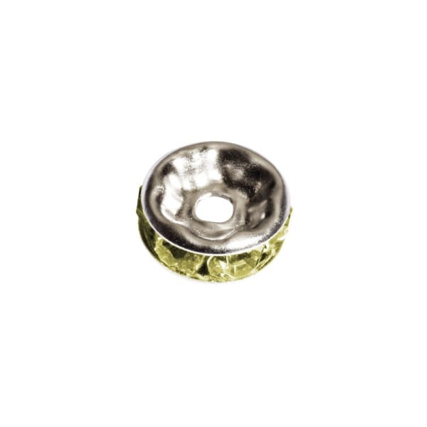 Strass-Rondell mit Strass-Steinen, Ø0,8 cm, 10 Stück, silber/heliodor