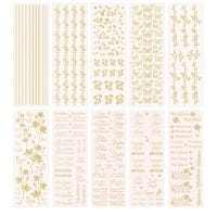 Aqua-Transfers Deluxe, Wünsche, Floristik & Bordüren, 10cm x 30cm, Goldfolie, 10 Bogen
