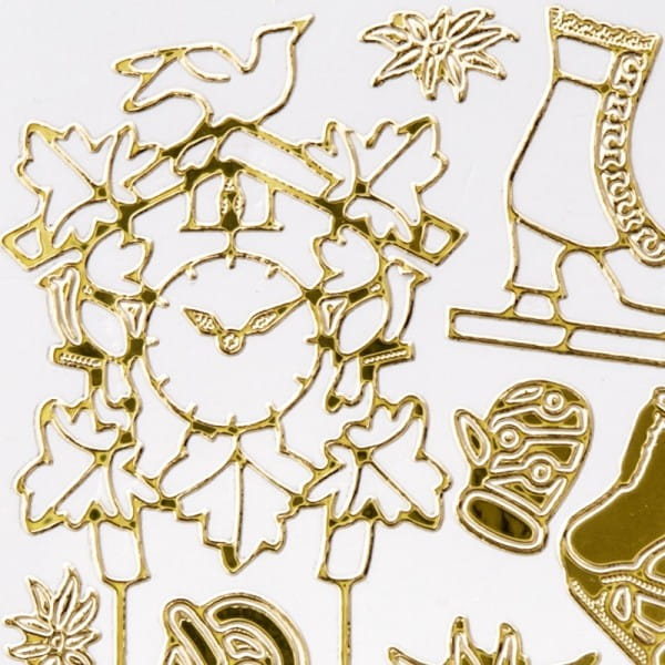 Sticker, Schlittschuhe & Kuckucksuhren, Spiegelfolie, gold