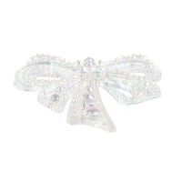 Kristallkunst-Schmucksteine, Schleife, 4,5cm x 4,5cm, transparent, irisierend, weiß, 7 Stück