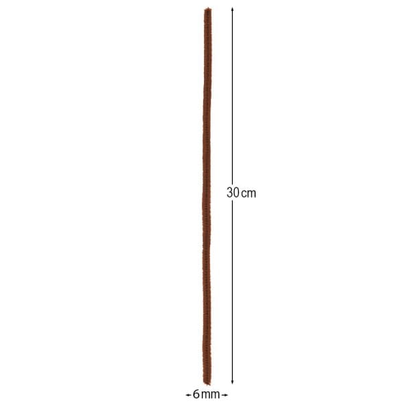 Chenille-Drähte, Edle Farbtöne, 30cm lang, Ø 6mm, 5 verschiedene Farben, 100 Stück