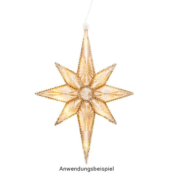 LED-Octa-Stern, 27,5cm x 19,5cm, warmweiß, transparent, klar, inkl. Timer