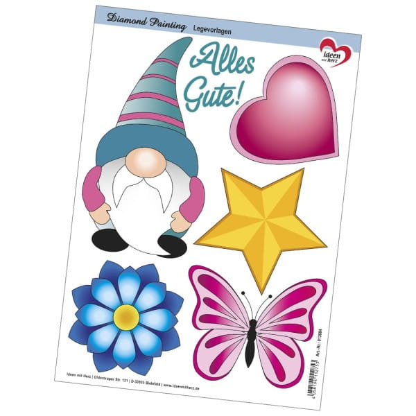 Vorlage für Diamond Painting: Alles Gute & Wichtel, DIN A4