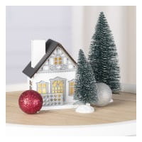 LED-Haus, graues Dach, mit Lichteffekt-Folie, 9,5cm x 8,2cm x 11cm