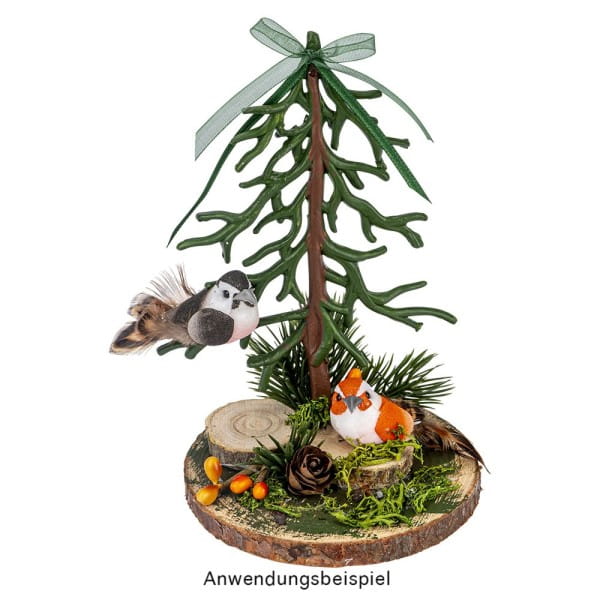 Deko-Federvögel, Sortierung 4, 2,2cm x 5cm x 2,5cm, 5 Farben, 10 Stück