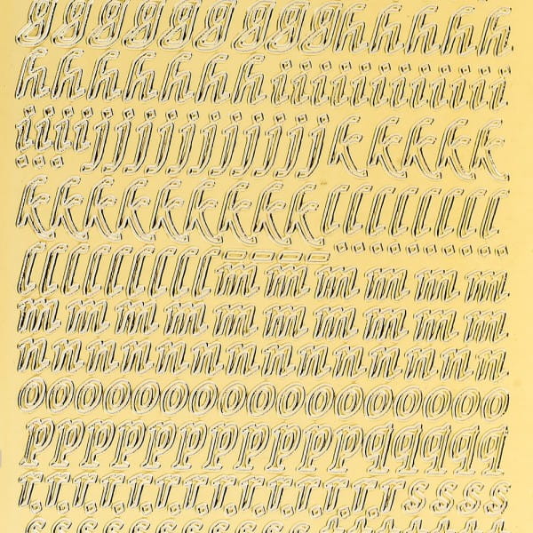 Sticker, Alphabet 1 Kleinbuchstaben, Spiegelfolie gold