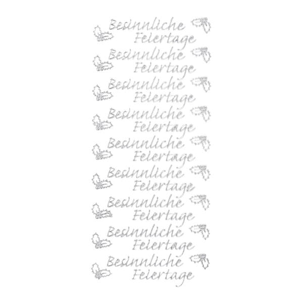 Sticker, Schrift, Besinnliche Feiertage, Perlmuttfolie, silber