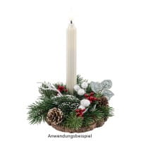 LED-Stabkerzen, creme, Ø2cm, 19cm hoch, LED in warmweiß, mit Flacker-Effekt und Timer, 2 Stück